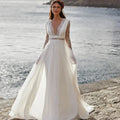 Wedding Dresses A-Line V-Neck Bridal Gowns Long Sleeves Chiffon And Satin Robes For Formal Party 2024 Vestidos De Novia by payinti