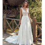 Bohemian Sexy Off Shoulder Sleeveless Beach Mopping Wedding Dresses Lace Appliques V-neck Backless Fascinating Bridal Gowns 2023 by payinti