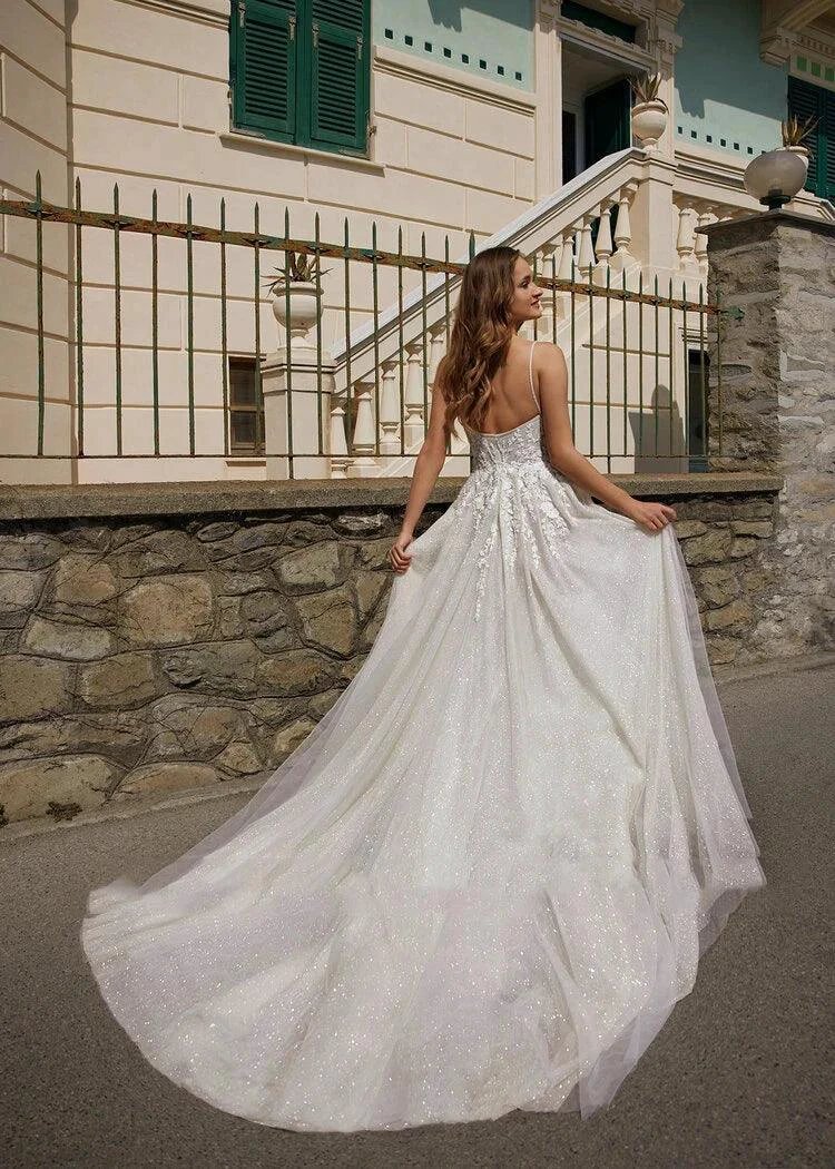 Bohemian Wedding Dresses Women's Sexy Sweetheart Sleeveless A-line Princess Bridal Gowns Lace Applique Side Split свадебное by payinti
