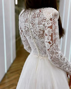 Romantic Wedding Dresses Mermaid High Neck Long Sleeves Exquisite Lace Appliques Princess Style Beach Mopping Bride Gowns by payinti