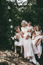 Boho High Neckline Long Sleeves Lace Wedding Dresses Rustic Wedding WD594 by pgmdress