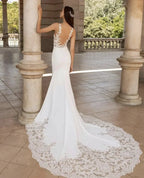 Brush Train Mermaid Wedding Dresses Sexy Depp V-neck Vestidos De Novia Sleeveless Appliques Vestido De Noiva by payinti