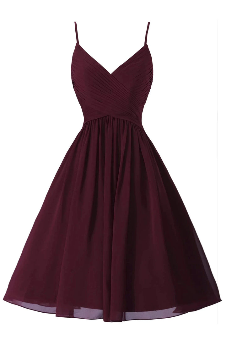 Spaghetti Straps Sleeveless A Line Chiffon Short Prom Dresses With Pockets by Ombreprom