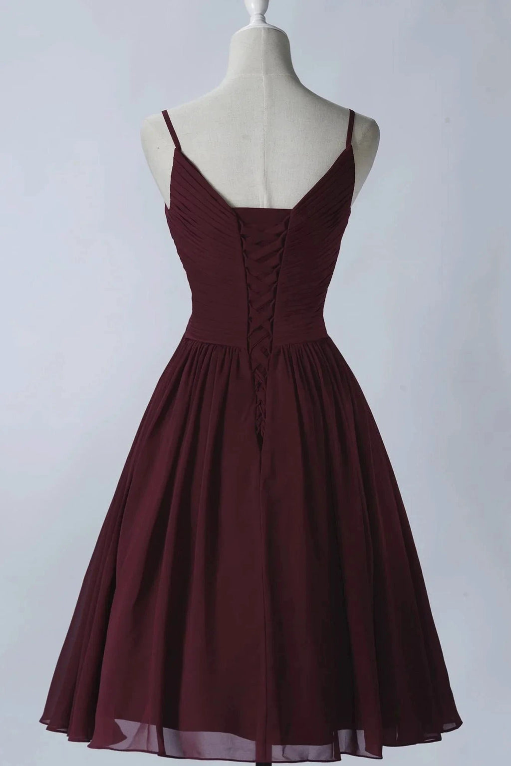 Spaghetti Straps Sleeveless A Line Chiffon Short Prom Dresses With Pockets by Ombreprom