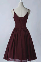 Spaghetti Straps Sleeveless A Line Chiffon Short Prom Dresses With Pockets by Ombreprom