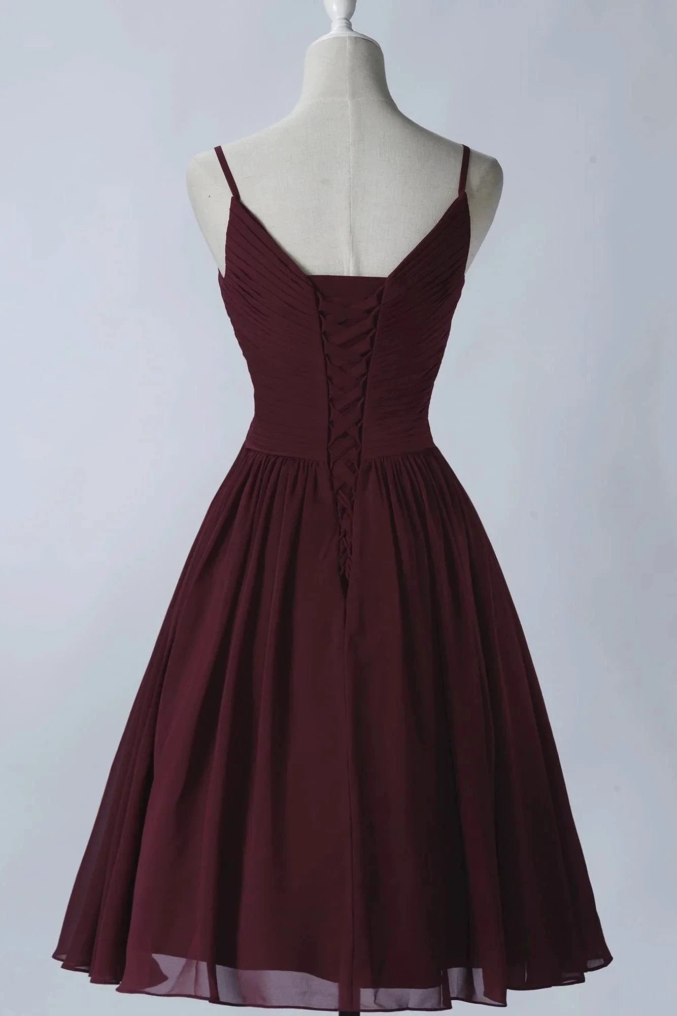 Spaghetti Straps Sleeveless A Line Chiffon Short Prom Dresses With Pockets by Ombreprom