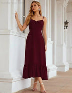 Numbersea Spaghetti Strap Chiffon Bridesmaid Dress Ankle Length Formal A Line Cocktail Party Homecoming Dress for Juniors SEA28028 by numbersea