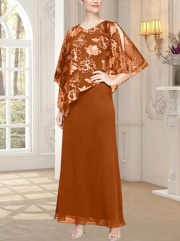 Long Glitter Mesh Dress with Novelty Asymmetric Overlay Bodice