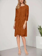 A-line Scoop Knee-Length Chiffon Lace Mother of the Bride Dress With Jacket by Dreamylily