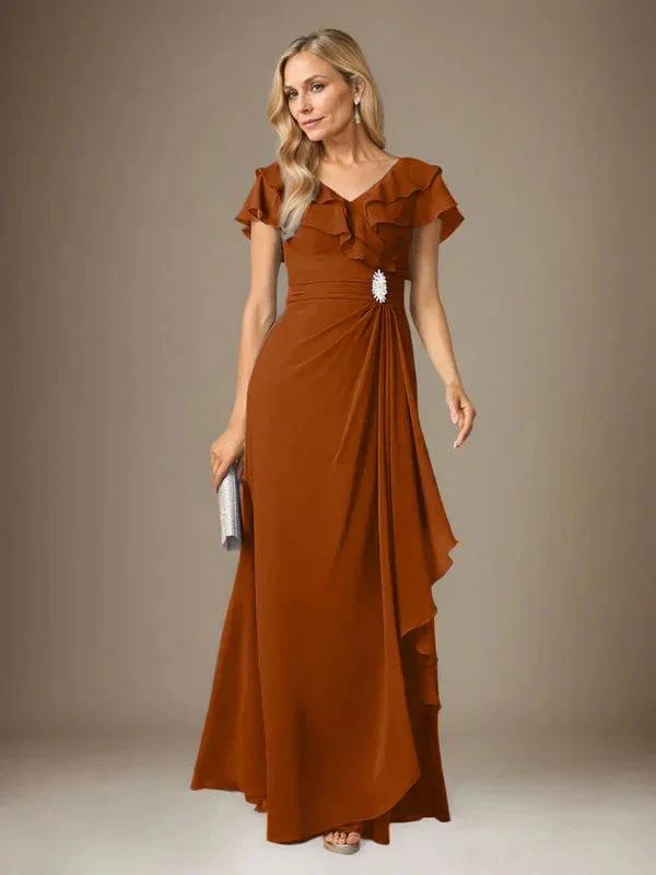 Stormy A-Line V-Neck Ruched Chiffon Dress by Dreamylily
