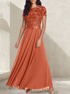 Charcoal Grey A-Line Scoop Long Mother of the Bride Dress With Beadings