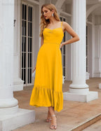 Numbersea Spaghetti Strap Chiffon Bridesmaid Dress Ankle Length Formal A Line Cocktail Party Homecoming Dress for Juniors SEA28028 by numbersea