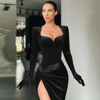 Elegant Royal Blue Velvet Evening Dress High Slit Formal Dress Y402 by simplepromdress