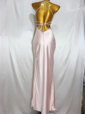 Vestido de fiesta largo ajustado rosa, vestido de noche Y8158
