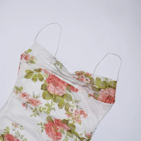Spaghetti Straps Floral Dress Outfit Dress Mini Homecoming Dress Y689