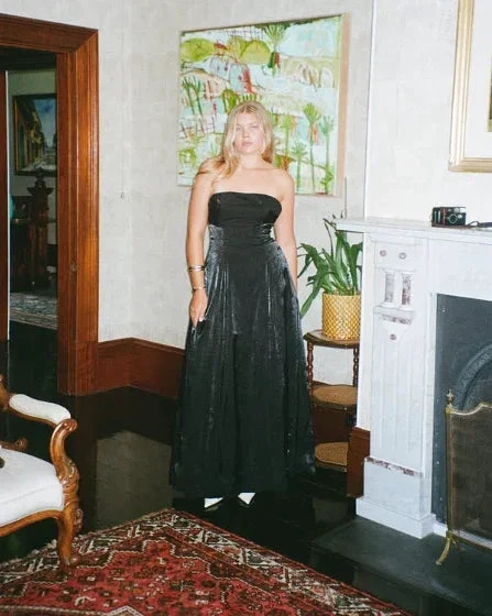 Simple Black Strapless A Line Evening Dress Long Prom Dress Y8303 by simplepromdress