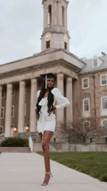 Sexy White Graduation Dress with Long Sleeves White Short Homecoming Dress Y1901 by simplepromdress