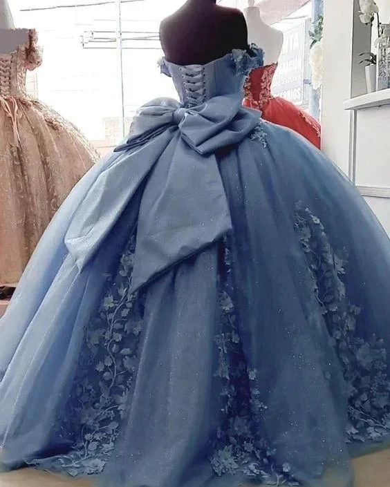 Beaded Princess Quinceanera Dresses with Big Bow Sweet 15 16 Ball Gown Y1485 by simplepromdress