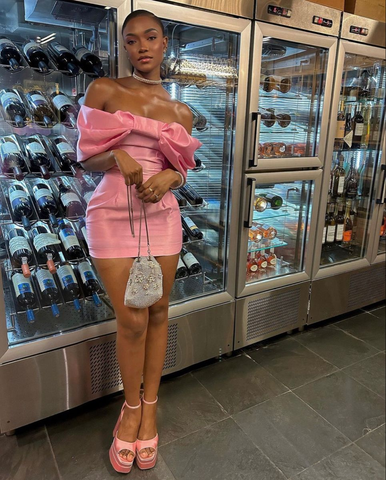 Pink Off The Shoulder Homecoming Dress Chic Pink Party Dress Y2262