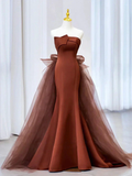 Mermaid Tulle Satin Long Prom Dress Mermaid Evening Dress Y4348 by simplepromdress