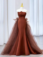 Mermaid Tulle Satin Long Prom Dress Mermaid Evening Dress Y4348 by simplepromdress