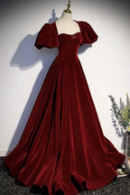 Burgundy velvet long prom dress evening dress Y6348 by simplepromdress