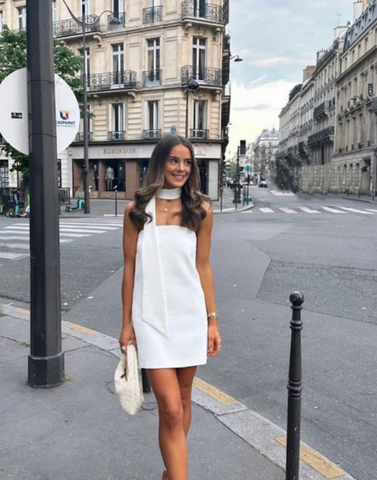 Women's White Strapless Mini Dress White Short Homecoming Dress Y1999