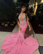 Gorgeous Pink Beaded Sequins Evening Dress Mermaid Prom Dress Y8016 by simplepromdress