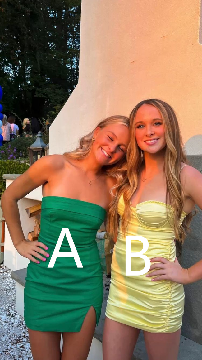 Cute Yellow Dress Yellow Mini Homecoming Dress Y2240 Hover Image