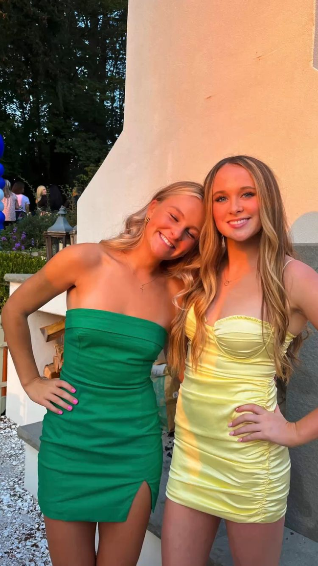 Cute Yellow Dress Yellow Mini Homecoming Dress Y2240 Main Image