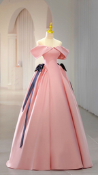 Pink Satin Long Prom Dress Pink Formal Evening Dresses Y4974