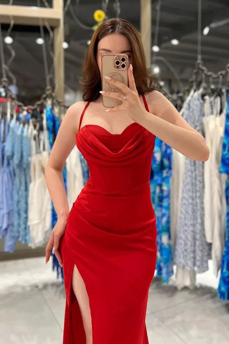 Sheath/Column Sweetheart Ruched Satin Long Prom Evening Dress Y5713 by simplepromdress