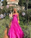 Hot Pink Formal Occasion Dress Sweetheart Long Party Dress Tiered Sleeveless Sexy Evening Dress Y6183 by simplepromdress