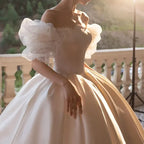 Vestido de Noiva Vintage em Cetim Branco Vestido de Noiva Encantador Y411