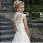Cap Sleeve Wedding Dresses Amazing Neck Vestidos De Novia Appliques Vestido De Noiva Lace Robe De Mariée by payinti