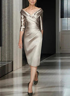 Sheath/Column Off-the-Shoulder Mother of the Bride Dresses by Dreamylily