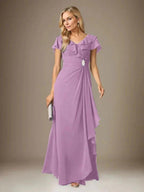 Stormy A-Line V-Neck Ruched Chiffon Dress by Dreamylily