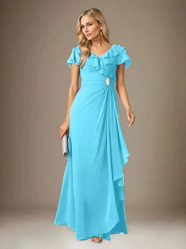 Stormy A-Line V-Neck Ruched Chiffon Dress by Dreamylily