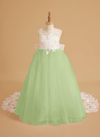 Dream Princess Sleeveless Detachable Train Flower Girl Dress - photo 5
