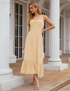 Numbersea Spaghetti Strap Chiffon Bridesmaid Dress Ankle Length Formal A Line Cocktail Party Homecoming Dress for Juniors SEA28028 by numbersea