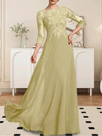A-line Scoop Floor-Length Lace Chiffon Mother of the Bride Dress With Sequins by Dreamylily