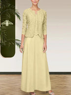 Glitter Lace & Satin Skirt Jacket Dress with Open Jacket by Dreamylily