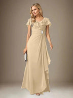 Stormy A-Line V-Neck Ruched Chiffon Dress by Dreamylily