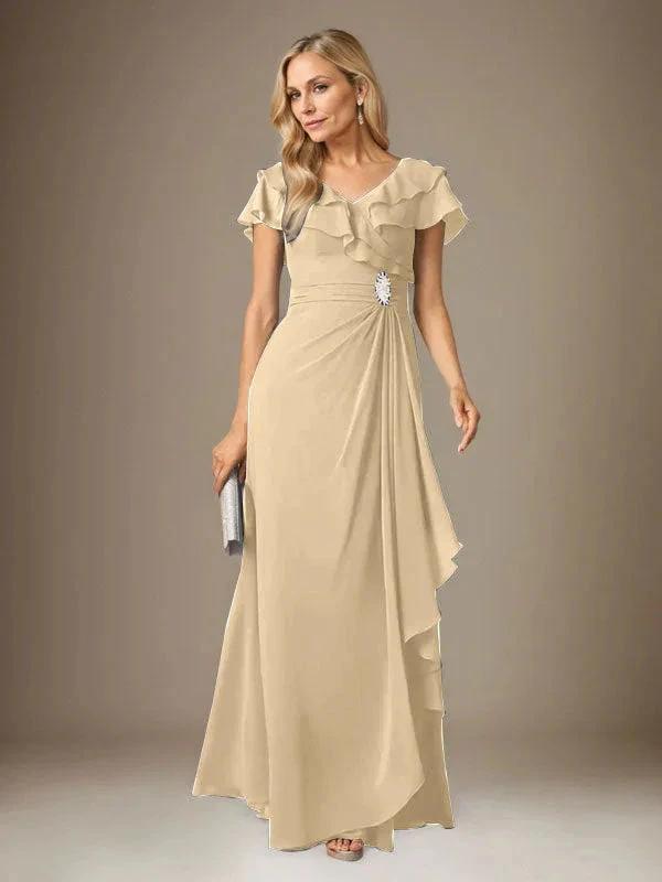 Stormy A-Line V-Neck Ruched Chiffon Dress by Dreamylily