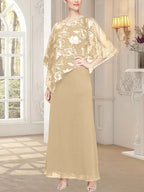 Long Glitter Mesh Dress with Novelty Asymmetric Overlay Bodice