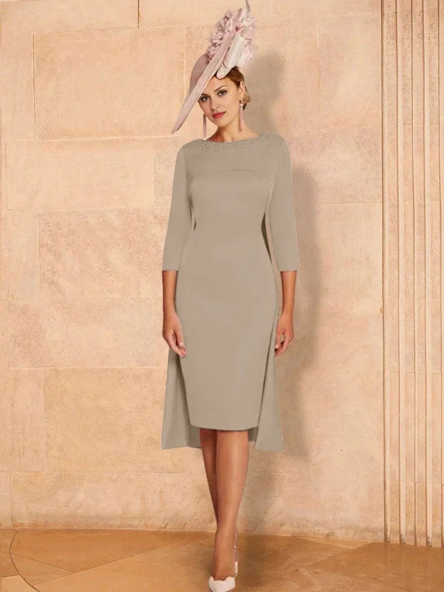 Sheath/Column Long Sleeves Mother of the Bride Dresses with Beading by Dreamylily