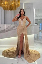 Champagne Sweetheart Luxury Satin Evening Dress with Ruffles by misshow.com