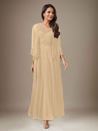 Plum A-Line Sequins Chiffon Dress