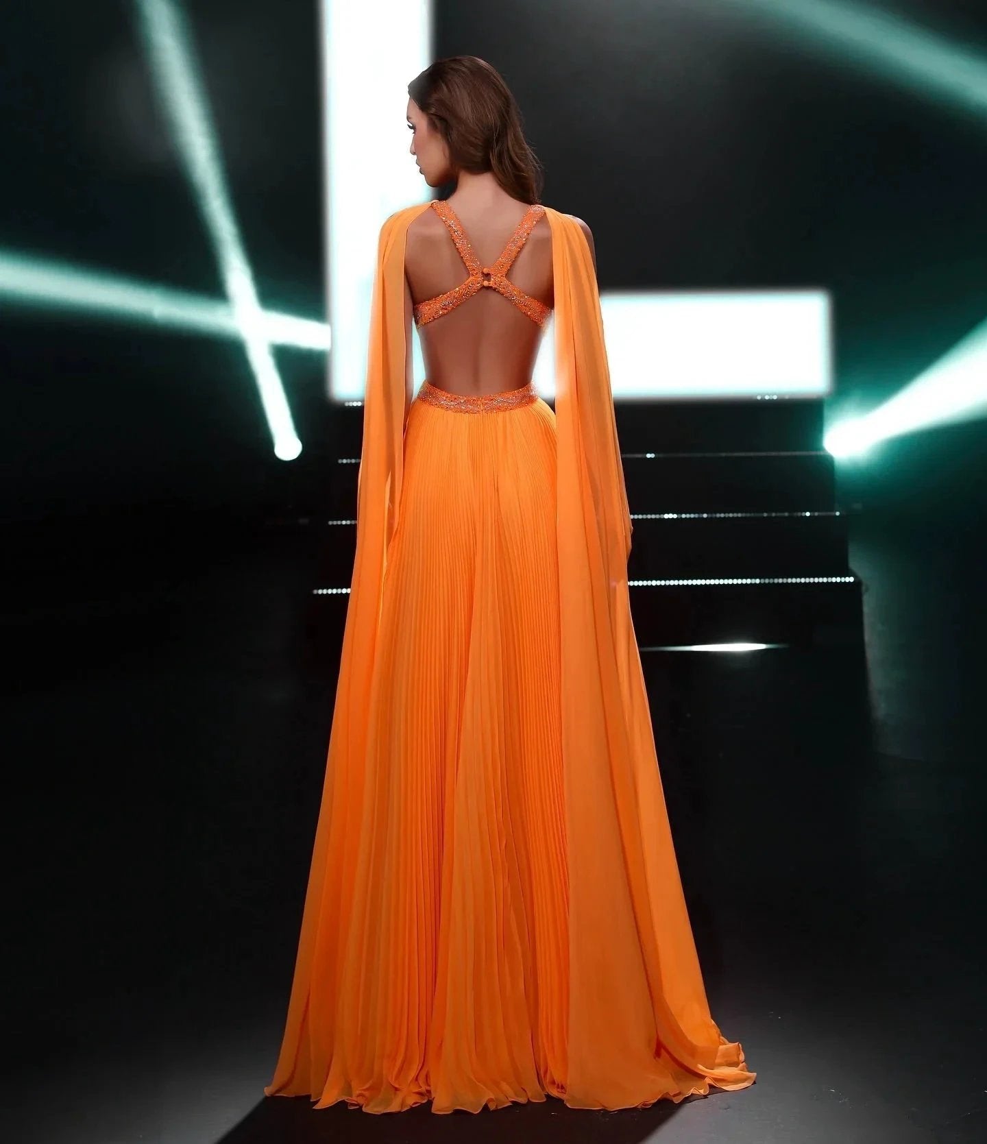 Charming A-line Scoop Sleeveless Ruffles Chiffon Split Front Prom Dresses by misshow.com