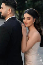 Charming Long Mermaid Strapless Sequined Wedding Dress With Pearls by misshow.com